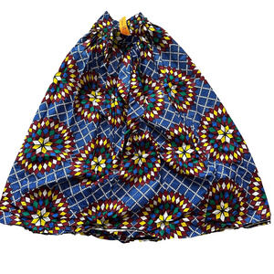 Ankara Long Maxi Skirt with Pockets Mosaic Abstract Blue Red Yellow One Size